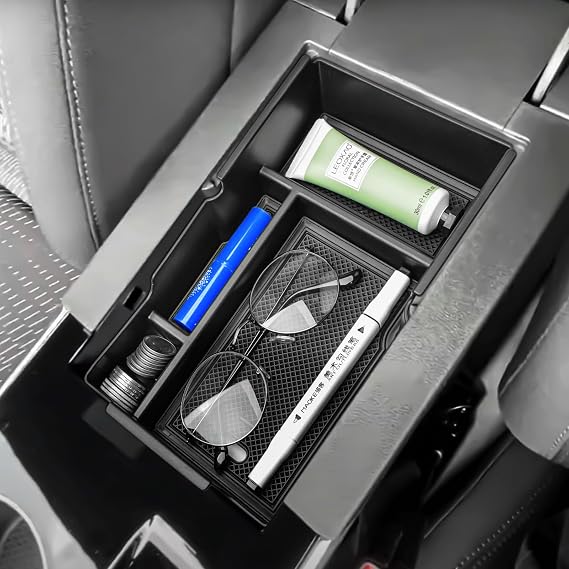 HGWEI Center Console Organizer Compatible with 2025 2026 Chevrolet Equinox Accessories Middle Armrest Storage Box Interior Insert Tray Coin Holder (Not for Equinox ev), Black