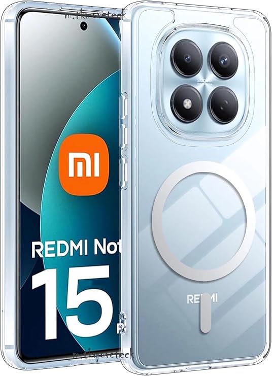 PSR Aksesuar Xiaomi Redmi Note 15 4G Uyumlu Şeffaf Kılıf Kamera Korumalı M-Safe Manyetik Şarj Destekli Sert PC Kapak (Xiaomi Redmi Note 15 4G)