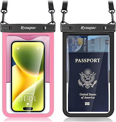 [Up to 8.5] Waterproof Phone Pouch Bag - 2 Pack IPX8 Waterproof Phone Case for iPhone 17 16 15 14 Pro Max Galaxy S25 S24 Ultra, Touchscreen & Underwater Photography, Beach Cruise Travel Essentials