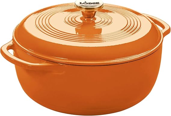Lodge Essential Enamel Cast Iron Dutch Oven, 6 Quart, Apricot