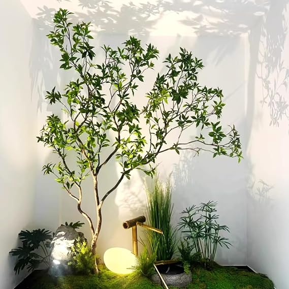Artificial Topiaries Tree Plants Outdoor Decorations Resistant Fake Shrubs Tall Green Artificial Plant for Living Room Tall Fake Plant Arboles Artificiales para Decoracion