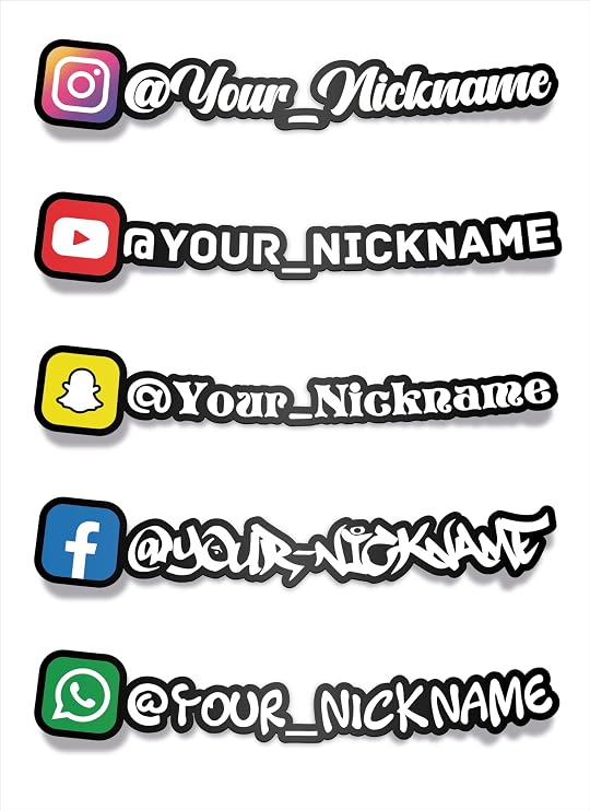 Custom Social Media Vinyl Stickers - Customized Name Username Logo - Customized Decal Name Username - Social Media Car Window Vinyl Decal Sticker
