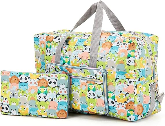 Arxus Large Foldable Duffel Tote Carry on Weekend Overnight Travel Bag Over Luggage with Shoulder Strap (Animal Print)