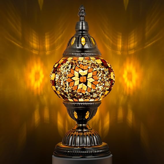 Marrakech Turkish Mosaic Lamp Stained Glass Table Lamp with Tiffany Style