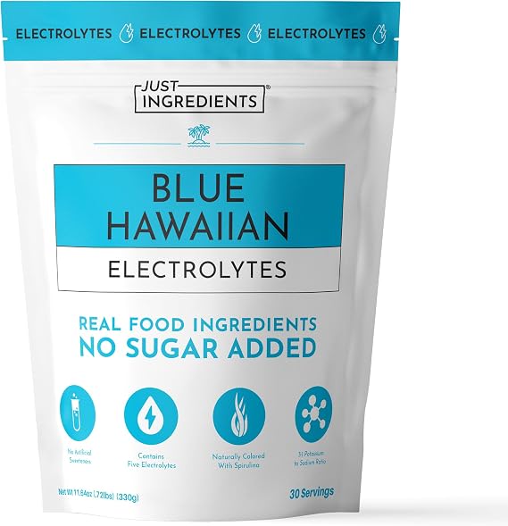 JUST Ingredients Blue Hawaiian Electrolyte Mix - No Sugar - 30 Servings