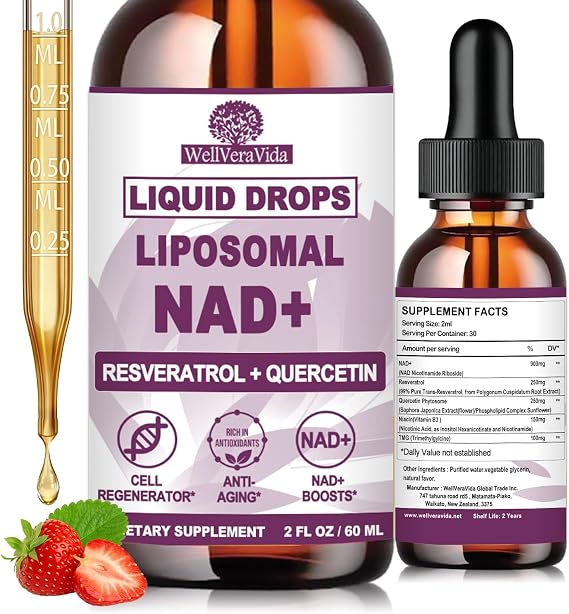 NAD+ Supplement for Women Men, Liquid Nad+ Plus Resveratrol,NMN Alternative