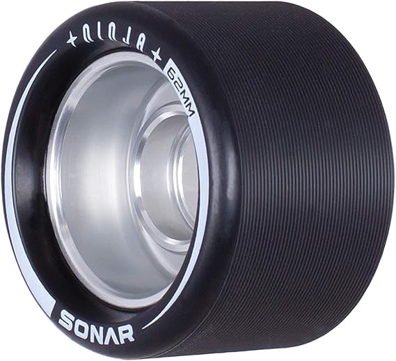 Riedell Ninja Speed Wheels - Sonar Roller Skate Wheels - 4 Pack of 62mm x 43mm | Black | 94A