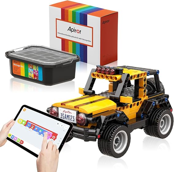 Apitor Robot R Storage Type Programming Robot Kit Kids Toy STEM Educational Building Blocks 4-in-1 Remote Control Toy Elementary School Early Education Scratch JR Kids Radio Control Educational Toy