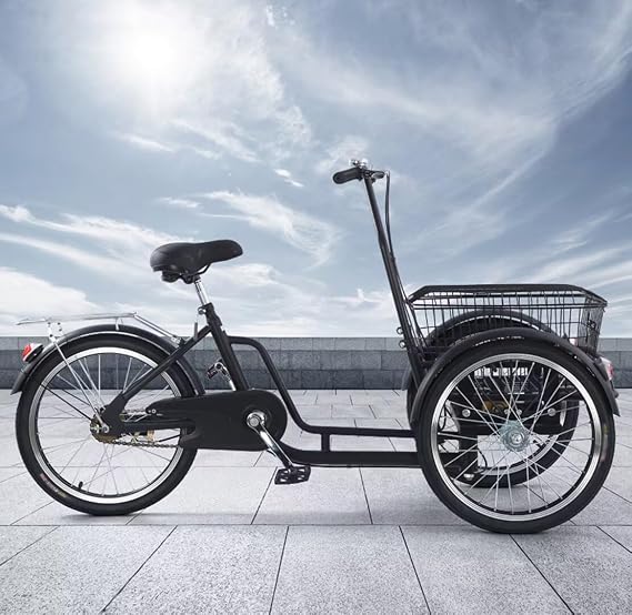 Scooter Tricycle,Tandem Tricycle with Front seat,Passenger seat with Removable Canopy and guardrail,Cargo Trike with Front Cabin,Pedal Trike with Training Wheels (Cargo 20 in)