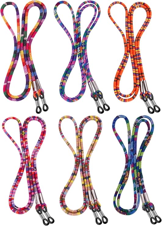 6 Pcs Eyeglass Straps for Men & Women, Glasses Holder Chains Around Neck | Multicolor, Artificial leather, Anti-loss, Fashionable decoration for Most Sunglasses, Daily Glasses and Reading Glasses