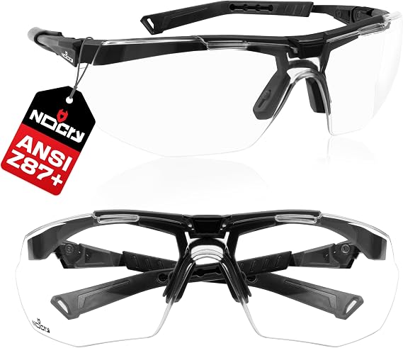 NoCry Anti-Fog Clear Safety Glasses for Men and Women, Adjustable, ANSI Z87 | Fog & Scratch Resistant, Adjustable Temples & Nose Pad, Protective Eyewear, Lightweight Work Glasses, 100% UV Protection
