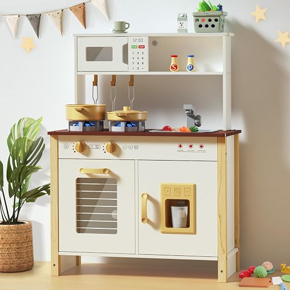 Babytronic Kids Play Kitchen Ages 3+ with Real Lights, Sounds (White)
