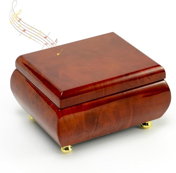 MusicBoxAttic Simple Classy Wooden Musical Jewelry Box - Personalized Music Earrings, Rings Organizer - Custom Song Jewelry Boxes for Women and Girls - 5.0 x 4.5 x 2.5" (O Sole Mio)