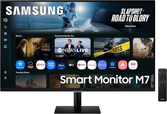 Samsung LS32FM702UUXXU 32" 4K Ultra HD HDR10 Smart Monitor with Speakers - 3840x2160, USB-C, HDMI, WiFi, Bluetooth, Smart Hub for TV streaming, Catch Up Apps and Gaming Hub