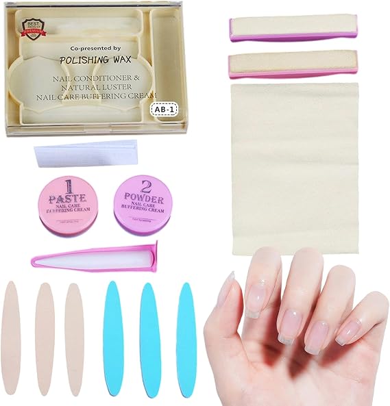 Japanese Manicure Kit, Nail Polishing and Buffing Kit, Japanese Manicure Set with Shine Pedicure, Nail Care Kits for Women Girls Beginner Home Salon