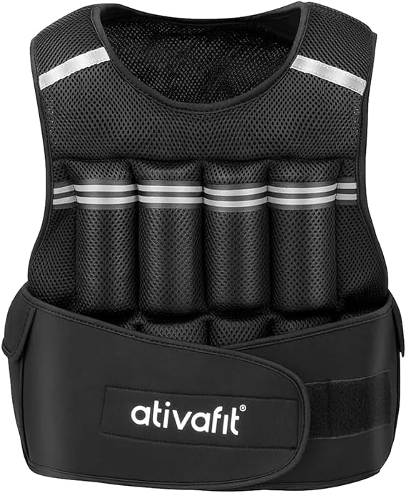 ATIVAFIT Adjustable Weighted Vest 222LB with Removable Weights & Reflective Strips, Comfortable Workout Vest for Walking, Running, Strength Training, Cardio and Home Fitness for Men, Women & Teens