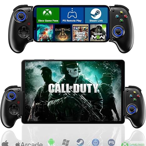 Megadream Mobile Gaming Controller for iPhone/Android - iPad/Tablet - Cloud Game - NS-Switch/PS4 - Turn Your Phone into a Gaming Console - PS5/Xbox Remote Play Streaming, Call of Duty & More, Turbo, Black