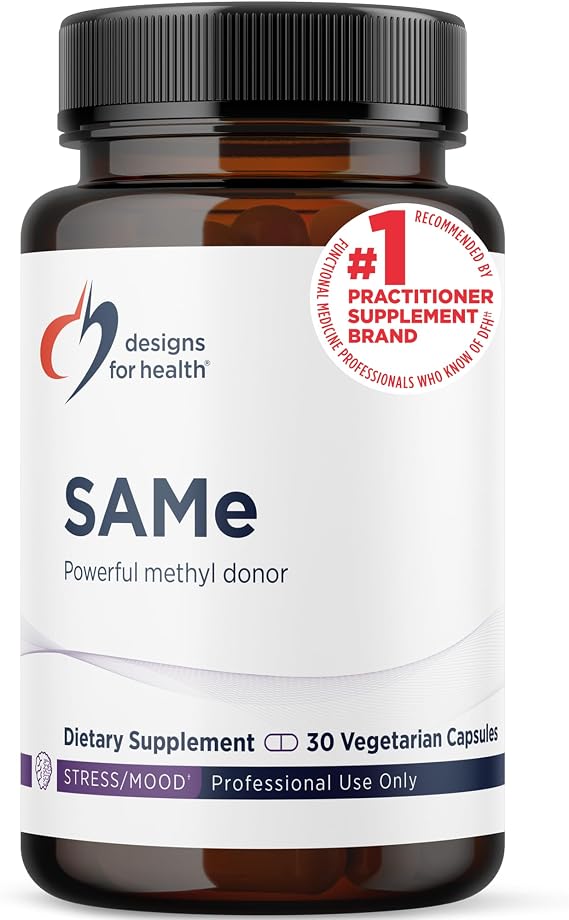 Designs for Health Same Capsules with B6, B12 + 5-MTHF - 200mg S-Adenosylmethionine Supplement with 5-MTHF (Folate) + Vitamin B12 - Non-GMO + Gluten-Free (30 Capsules)