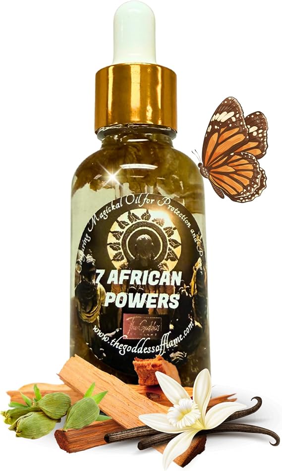 Devotional Oil 1 oz | Handmade with Herbs, Crystals & Essential Oil | Hoodoo Voodoo Wiccan Pagan | Witchcraft Supplies | Conjure Oil for Altars & Offerings (7 African Powers)