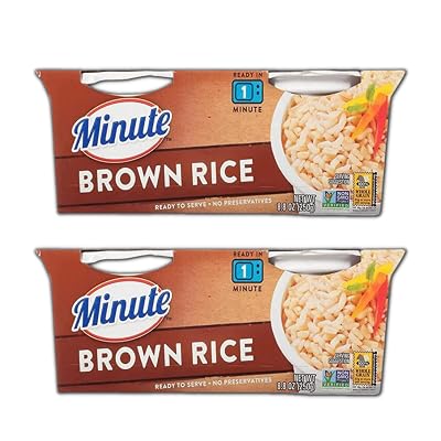 Instant Brown Rice Bundle. Includes Two-8.8 Oz Packages of Minute Brown Rice Ready to Serve. Each has 2 Microwavable Rice Cups.  With a BELLATAVO Fridge Magnet!