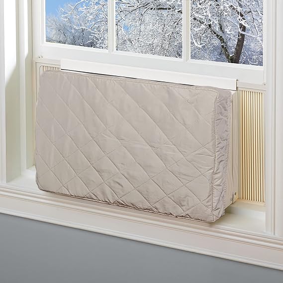 BNYD AC Cover for Inside Window Unit Heavy Duty Indoor Air Conditioner Cover Winter Insulation & Dust Guard Universal Fit for Window AC Units Beige