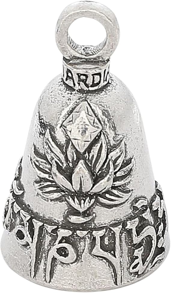 Guardian Bell Lotus Good Luck Bell w/Keyring & Black Velvet Gift Bag | Motorcycle Bell | Lead-Free Pewter | Good Luck Gift to Friends & Family | Bike Bell | Made in USA