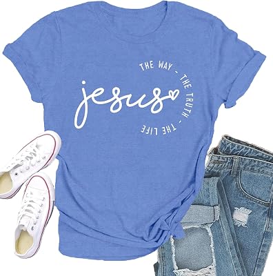 Christian Shirts for Women Jesus Shirt Inspirational Short Sleeve
