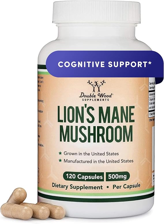 Organic Lion's Mane Mushroom 1,000mg, Memory + Focus Support, 120 Capsules