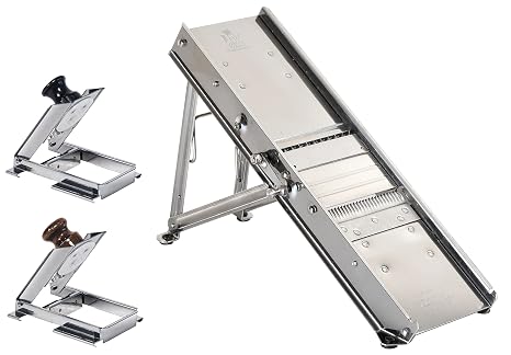 Louis Tellier 3839 Bron Coucke Mandoline Slicer with Hand Guard and (2) Blades, Stainless Steel