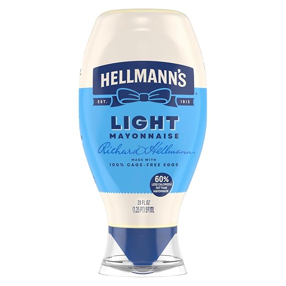 Hellmann's Light Mayonnaise 20 oz, Lite Mayo Squeeze, Sandwich Spread, 1PK