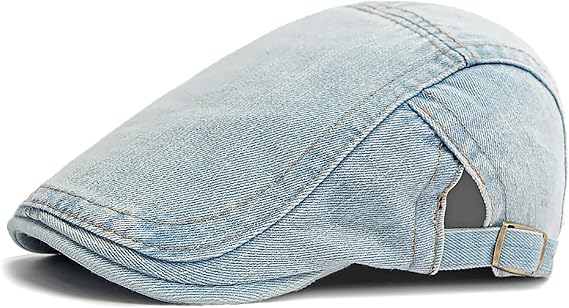 XYIYI Men Denim Newsboy Cap Women Cotton Flat Ivy Gatsby Cabbie Driving Berets Hat