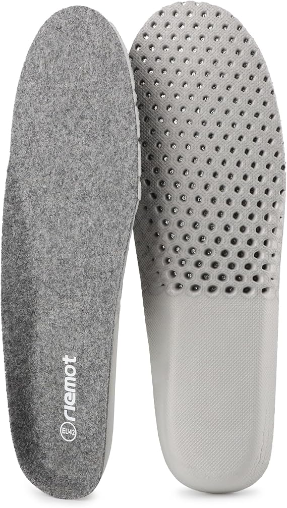 riemot Merino Wool Insoles for Women Breathable Honeycomb Shoe Inserts Comfortable Cushioning Replacement Innersoles Warm Sheepskin Insole for Winter Snow Boots Slippers Gray US8/ EU39