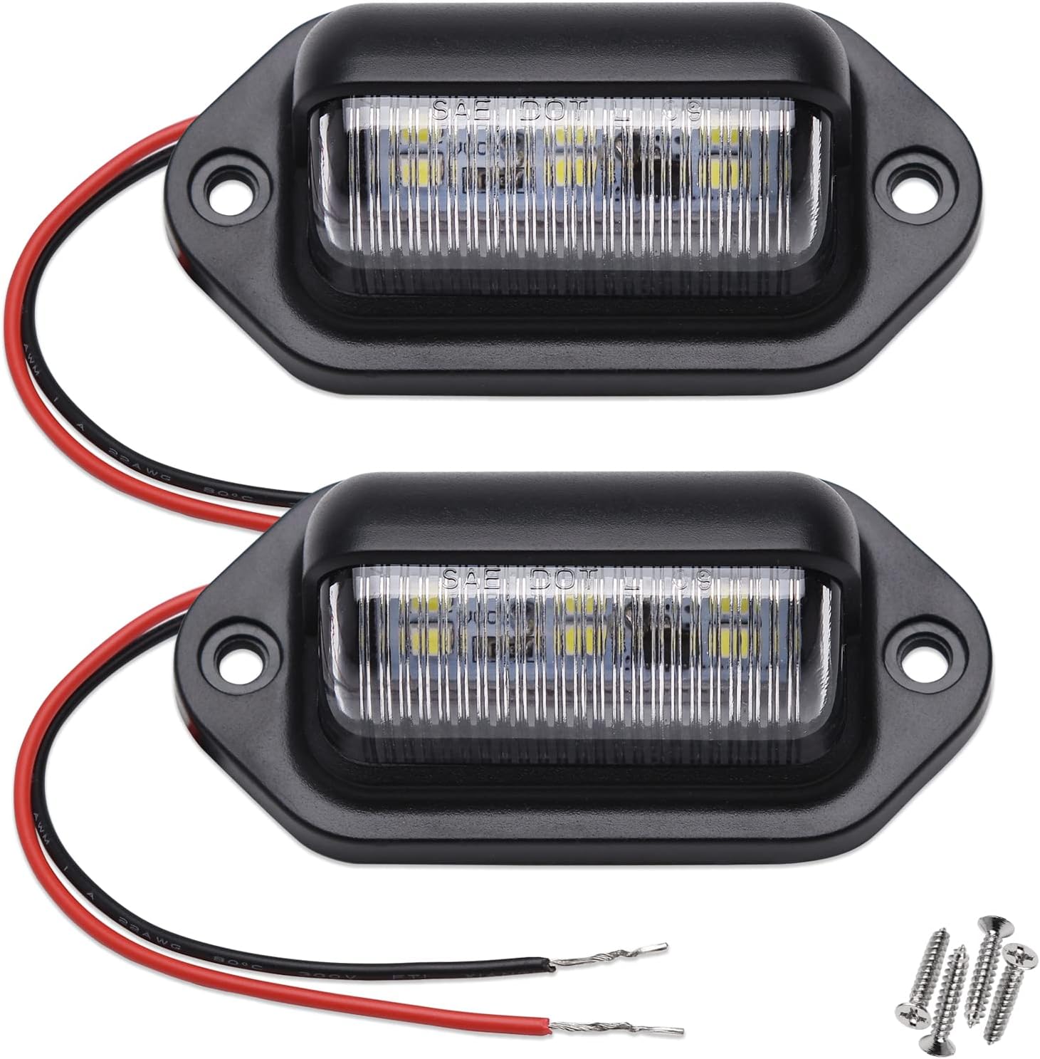 2PCS LED Number Plate Light, 12V-24V DC Waterproof 6-SMD License Plate Lamp Taillight, For Truck SUV Trailer Van RV Boats as Step Courtesy Light, Dome/Cargo Lights