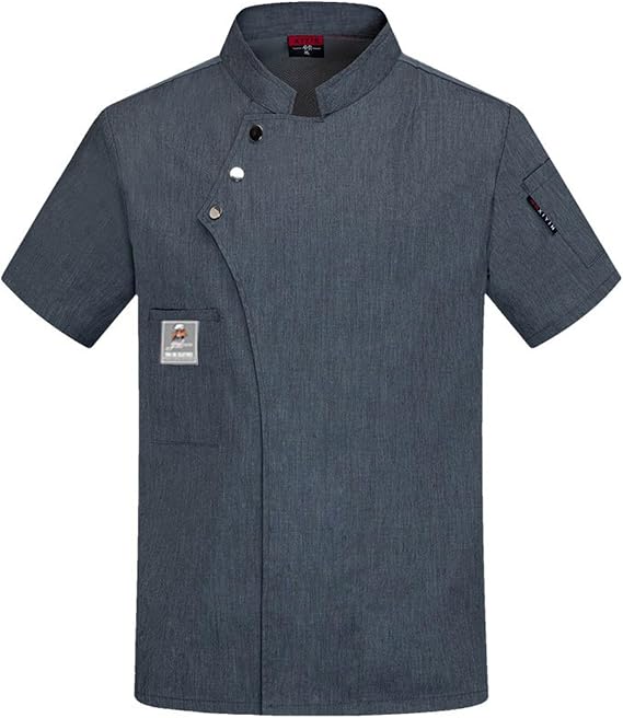 Unisex Chef Coat Short Sleeve, Chef Jacket Men/Women Comfy Button Closure