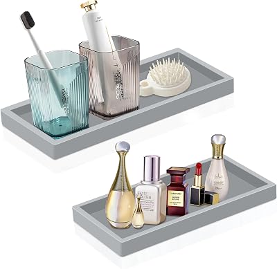 Bathroom Vanity Tray,Thick Original Silicone Soap Dispenser Tray,EGWON Shatterproof Toilet Tank Vanity for Dresser Tops,Bathroom Tray for Perfume,Soap Bottle