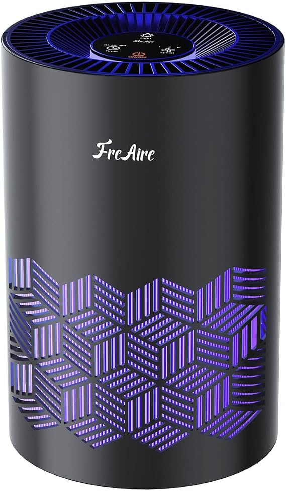 FreAire Air Purifiers for Bedroom, Air Purifiers for Home with Lights, HEPA Air Purifier Removes Dust Smoke Pollen Dander Smell, for HomePetsBedroom