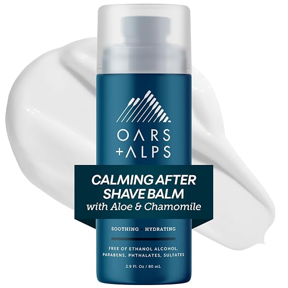 Oars + Alps Calming After Shave Balm and Lotion for Men, 1pk, 2.9 Fl Oz | Instant Post-Shave Relief, Reduces Redness, Irritation, and Dryness, Dermatologist Tested, Travel Friendly, Calms + Refreshes