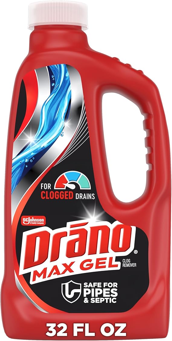 Drano Max Gel Drain Clog Remover & Cleaner, Safe for All Pipes/Septic, 32oz