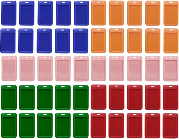 50 Pieces Sliding ID Badge Holder, Card Protector, ID Card Case for Work ID, Name Card, Business Card