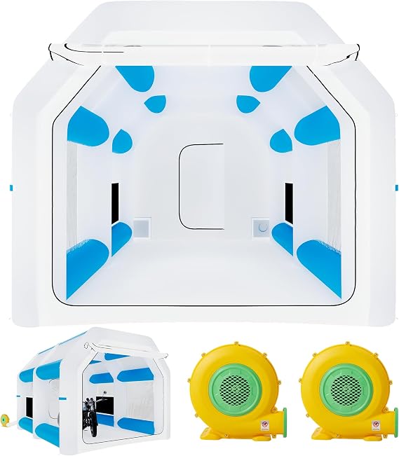 EROMMY Inflatable Paint Booth, 13x9.6x9FT Inflatable Spray Booth Tent with 750W+350W Blowers and Air Filter System, Portable Paint Booth for Car Part Motorcycle Workstation Furniture