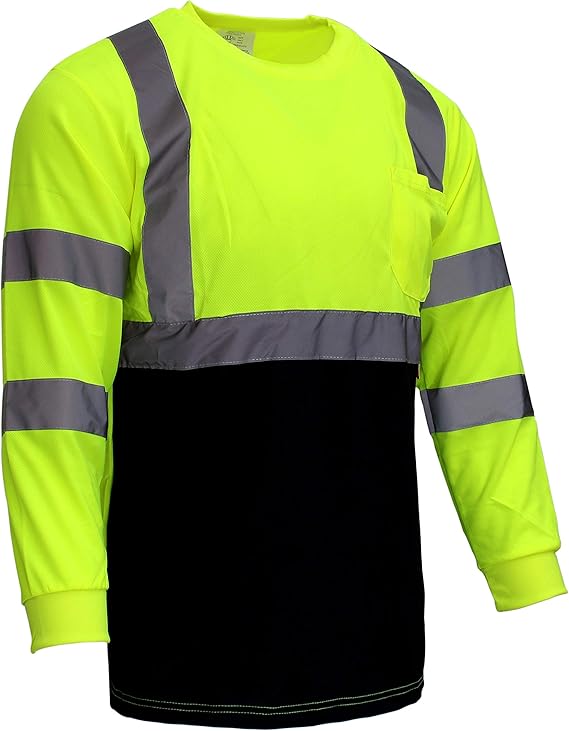 NY BFL High-Visibility Class 3 T Shirt with Moisture Wicking Mesh Birdseye, Black Bottom