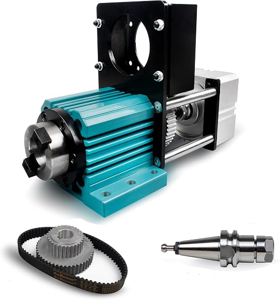 BT30 Pneumatic Auto-Switching Spindle, 5000RPM Non-Powered Motor with Cylinder Assembly, 7075 Aluminum Alloy CNC Spindle for Drilling, Tapping, Milling, Metal Heavy Cutting