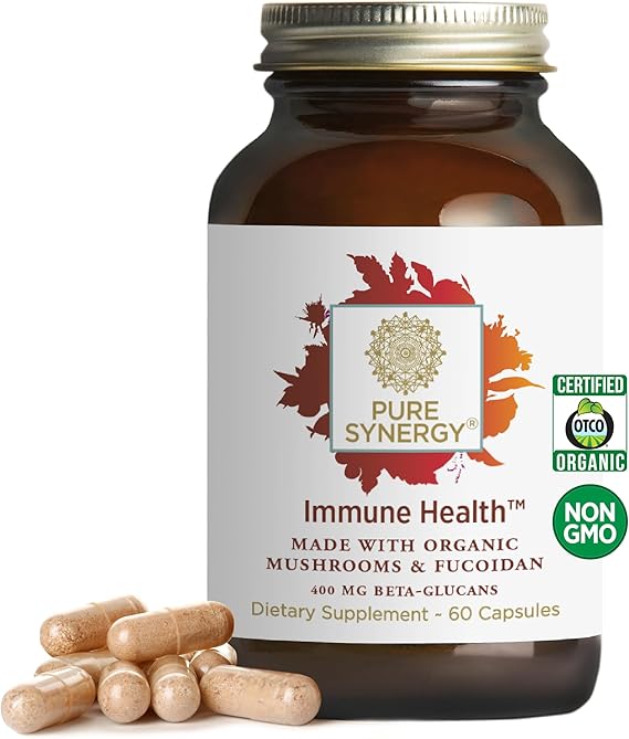 PURE SYNERGY Immune Health Mushroom Supplement (60 Capsules) | Astragalus & Beta-Glucan Extracts with Organic Functional Mushroom Extracts, For Year-Round Immune Support