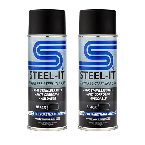 Steel-It 1012D Polyurethane, Industrial Paint Coatings, Weldable, Easy to Apply - Black (2 Pack)