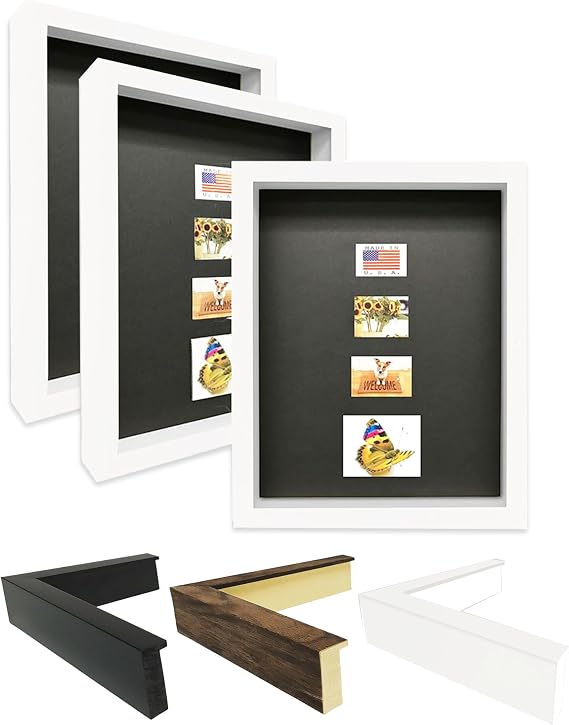 Picture Frame Set of 2. 2-3/16" Polystyrene Shadow Box White 7x9 Wholesaleartsframes-com 2880 Series Made in USA