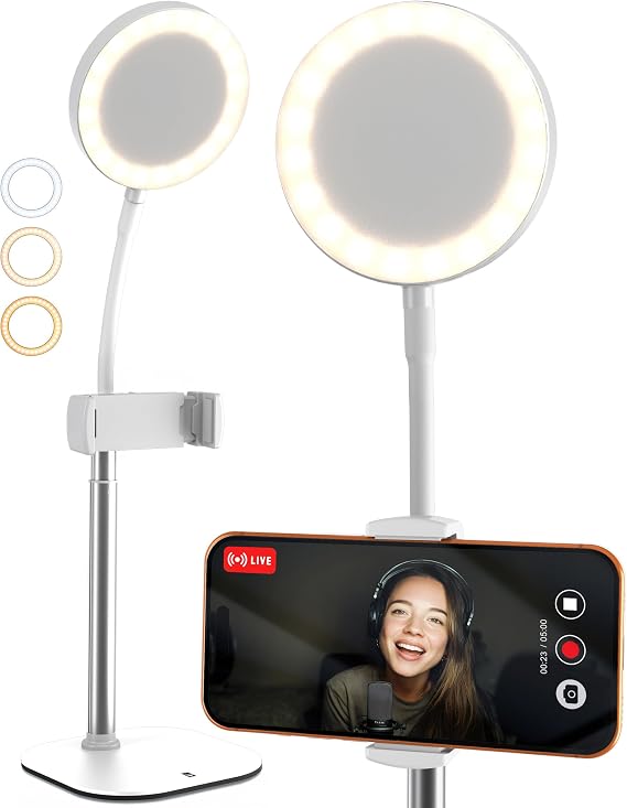 COOPER ChatStand Halo Sturdy Phone Stand for Recording with Light for Desk