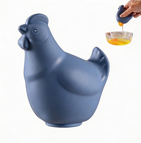 Silicone Hen-Shaped Egg Yolk Separator, Blue