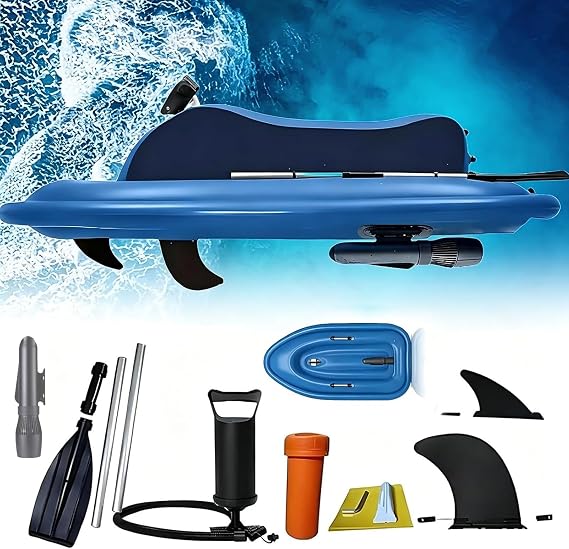 500w/700w Kayak Motor,Jet Boat,Inflatable Electric Jet Ski with Motor, Adjustable Speed 3-11km/h,130 Min Runtime,Motorized Water Surf Boat for Lake and Ocean B