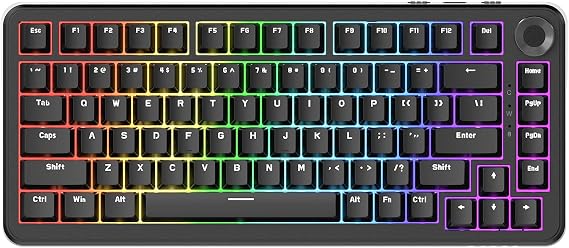 NACODEX AK820 Max HE Black Gaming Magnetic Keyboard Switch Magnetic Hot Swappable Adjustable Actuation Rapid Trigger Mode 8000mAh RGB Wireless Bluetooth 75% Keyboards