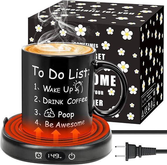 Funny Coffee Mug Warmer,Electric Coffee Warmer with 3-Temp Settings, Beverage Warmer for Cocoa Milk Tea Candle, 8 Hours Auto Shut Off,Coffee Gifts for Coffee Lovers